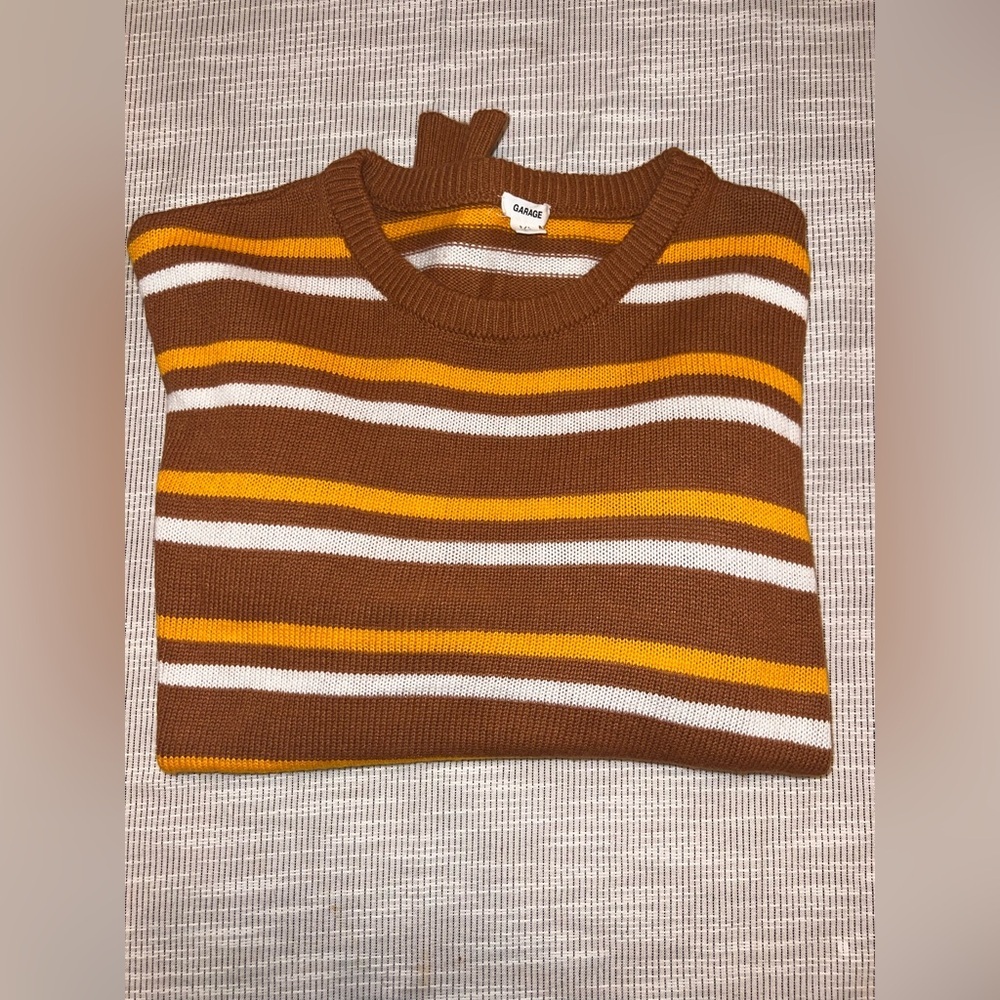 Garage Brown Striped Cropped Sweater Size P/S (XS/S) - Picture 6 of 6